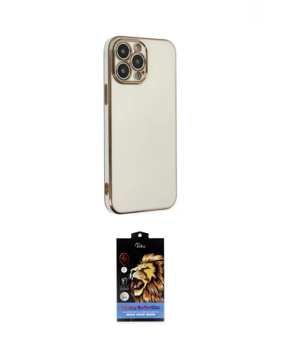 ieg™ iPhone 14 Pro Max Kılıf Yankı Serisi - Siyah Buffer Hayalet Cam Ekran Koruyucu
