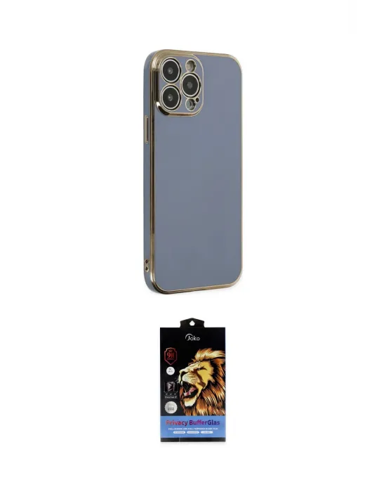ieg™ iPhone 14 Pro Max Kılıf Yankı Serisi - Siyah Buffer Hayalet Cam Ekran Koruyucu