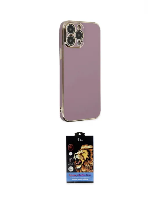 ieg™ iPhone 14 Pro Max Kılıf Yankı Serisi - Siyah Buffer Hayalet Cam Ekran Koruyucu