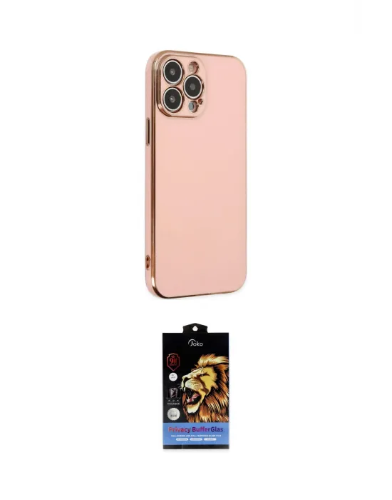 ieg™ iPhone 14 Pro Max Kılıf Yankı Serisi - Siyah Buffer Hayalet Cam Ekran Koruyucu