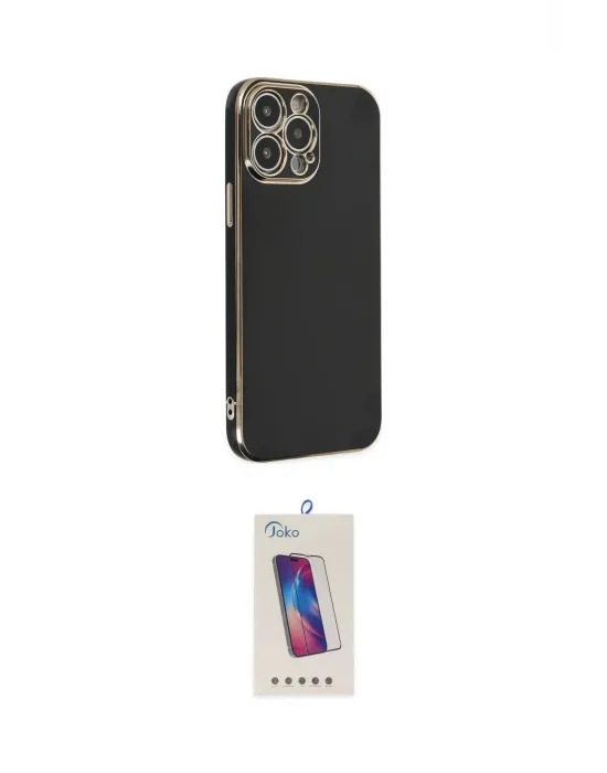 ieg™ iPhone 14 Pro Max Kılıf Yankı Serisi - Siyah Joko 5D Cam