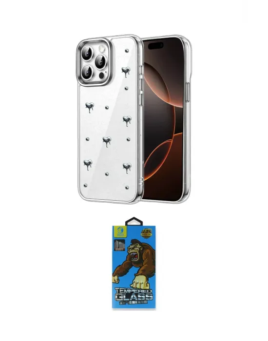 ieg™ iPhone 14 Pro Max Kılıf Yörünge Form - Siyah 18D Cam Ekran Koruyucu