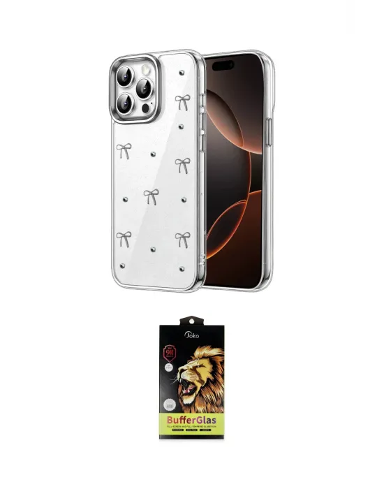 ieg™ iPhone 14 Pro Max Kılıf Yörünge Form - Siyah Buffer Cam Ekran Koruyucu