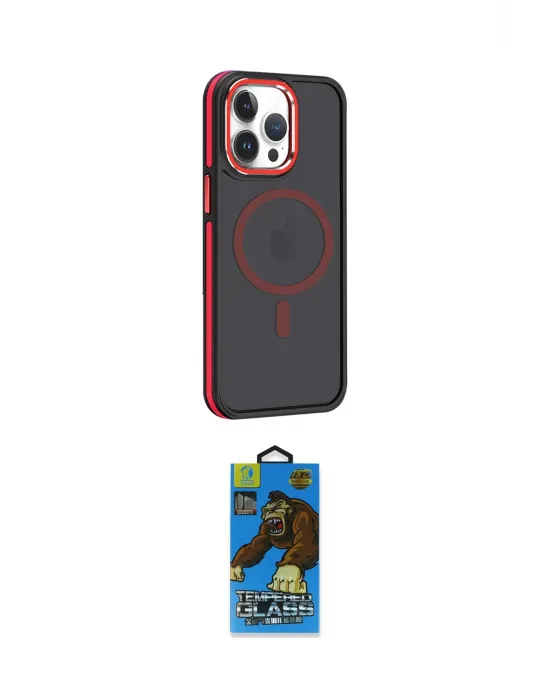ieg™ iPhone 14 Pro Max Kılıf Yörünge Klasik - Siyah 18D Cam Ekran Koruyucu
