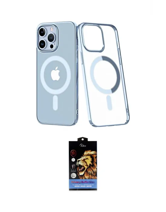 ieg™ iPhone 14 Pro Max Kılıf Yörünge Minimal - Siyah Buffer Hayalet Cam Ekran Koruyucu
