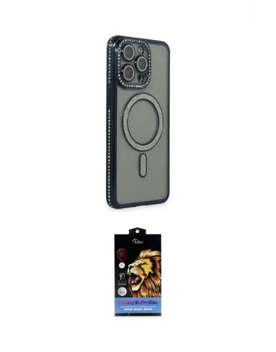ieg™ iPhone 14 Pro Max Kılıf Zirve Doku Prime - Siyah Buffer Hayalet Cam Ekran Koruyucu