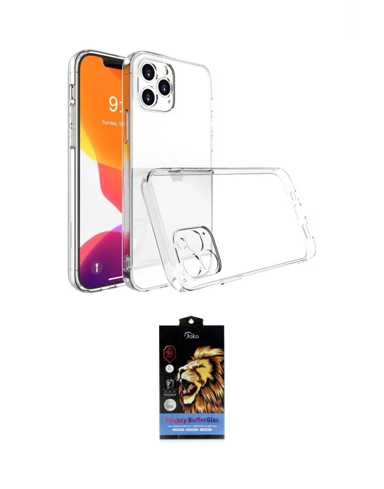 ieg™ iPhone 14 Pro Max Kılıf Zirve Doku - Siyah Buffer Hayalet Cam Ekran Koruyucu