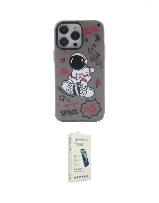 ieg™ iPhone 14 Pro Max Kılıf Zirve Form Özel Seri - Şeffaf Pasifik Cam Ekran Koruyucu