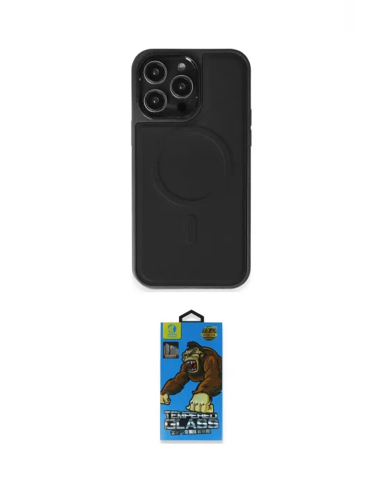 ieg™ iPhone 14 Pro Max Kılıf Zirve Işık Serisi - Siyah 18D Cam Ekran Koruyucu