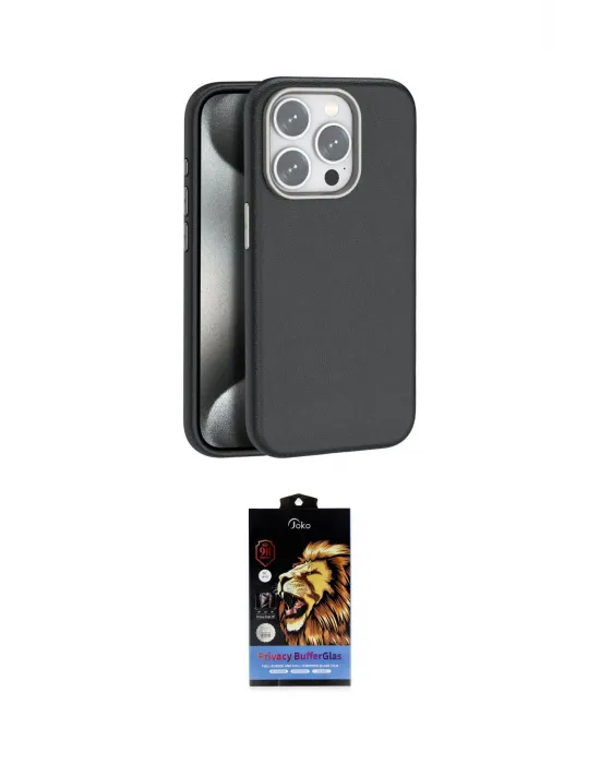 ieg™ iPhone 14 Pro Max Kılıf Zirve Modern Prime - Siyah Buffer Hayalet Cam Ekran Koruyucu