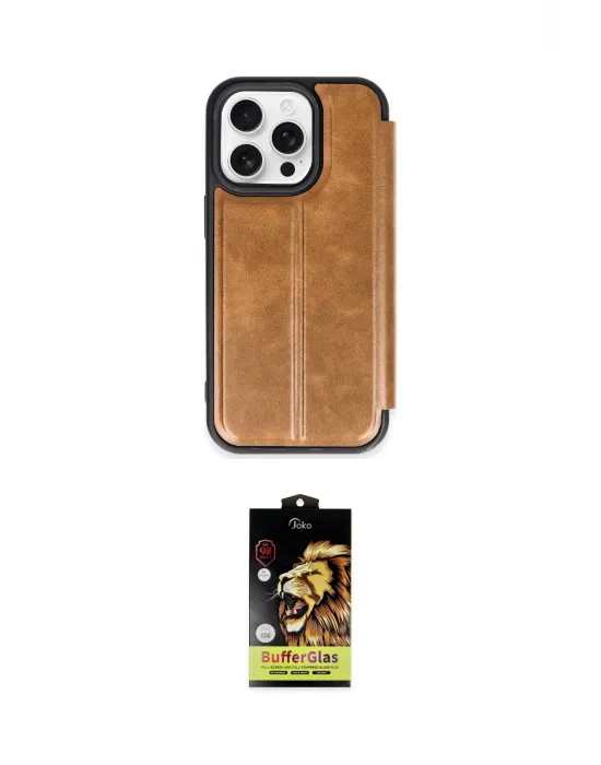 ieg™ iPhone 14 Pro Max Kılıf Zirve Yansıma Serisi - Siyah Buffer Cam Ekran Koruyucu