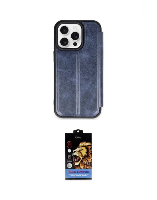 ieg™ iPhone 14 Pro Max Kılıf Zirve Yansıma Serisi - Siyah Buffer Hayalet Cam Ekran Koruyucu