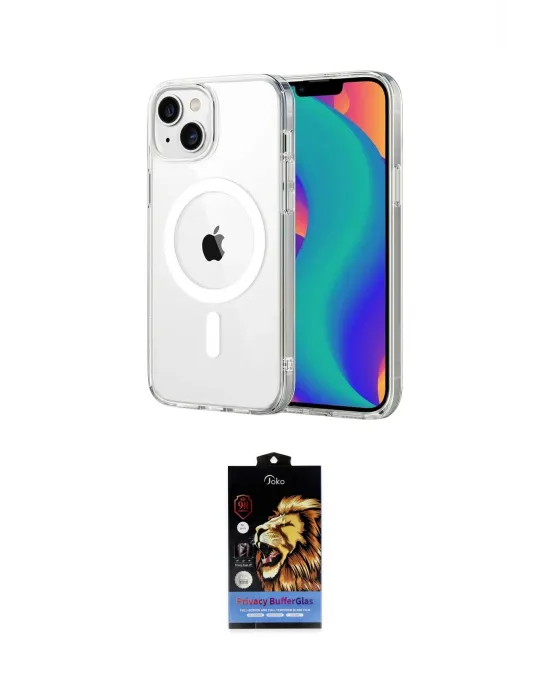 ieg™ iPhone 15 Kılıf Ahenk Minimal Serisi - Siyah Buffer Hayalet Cam Ekran Koruyucu