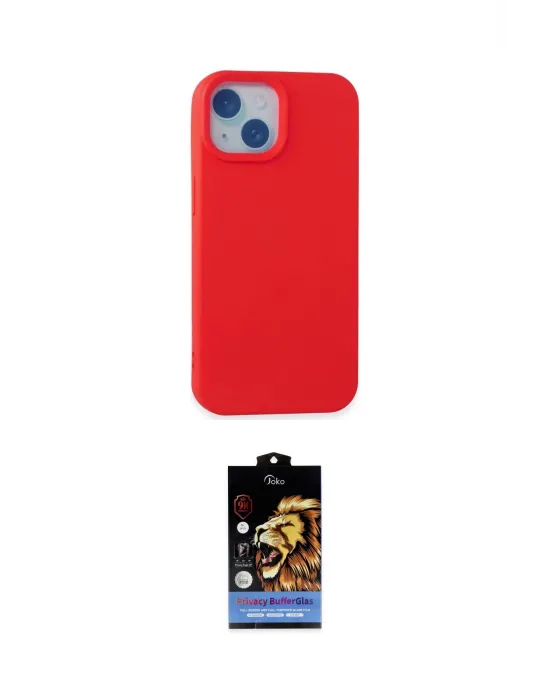 ieg™ iPhone 15 Kılıf Ahenk Serisi - Siyah Buffer Hayalet Cam Ekran Koruyucu