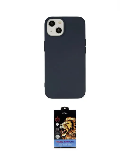 ieg™ iPhone 15 Kılıf Ahenk Serisi - Siyah Buffer Hayalet Cam Ekran Koruyucu