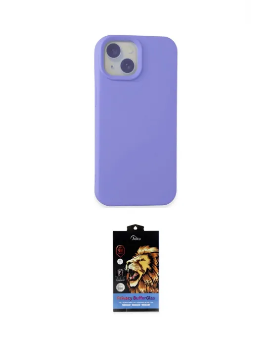 ieg™ iPhone 15 Kılıf Ahenk Serisi - Siyah Buffer Hayalet Cam Ekran Koruyucu