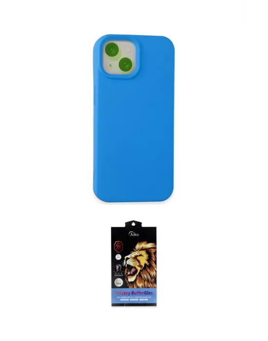 ieg™ iPhone 15 Kılıf Ahenk Serisi - Siyah Buffer Hayalet Cam Ekran Koruyucu