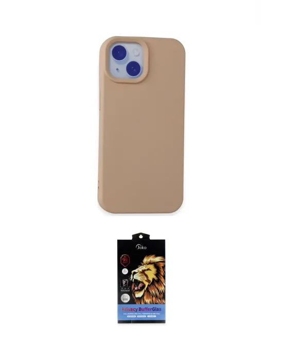 ieg™ iPhone 15 Kılıf Ahenk Serisi - Siyah Buffer Hayalet Cam Ekran Koruyucu