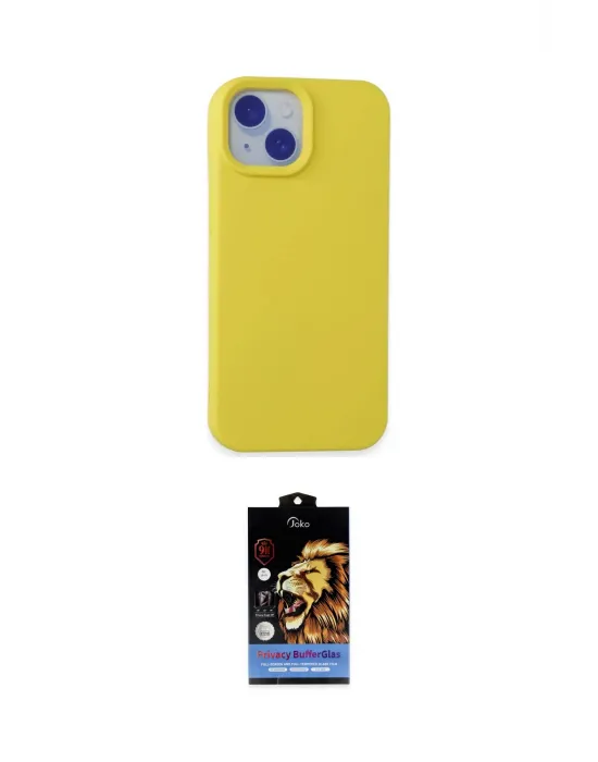 ieg™ iPhone 15 Kılıf Ahenk Serisi - Siyah Buffer Hayalet Cam Ekran Koruyucu