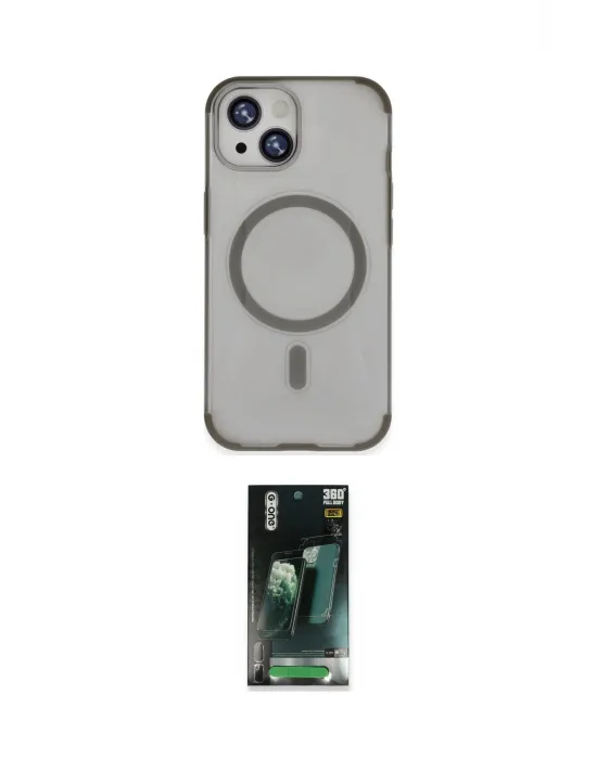 ieg™ iPhone 15 Kılıf Eksen Klasik Koleksiyonu - Şeffaf 360 Full Body Arka Koruyucu