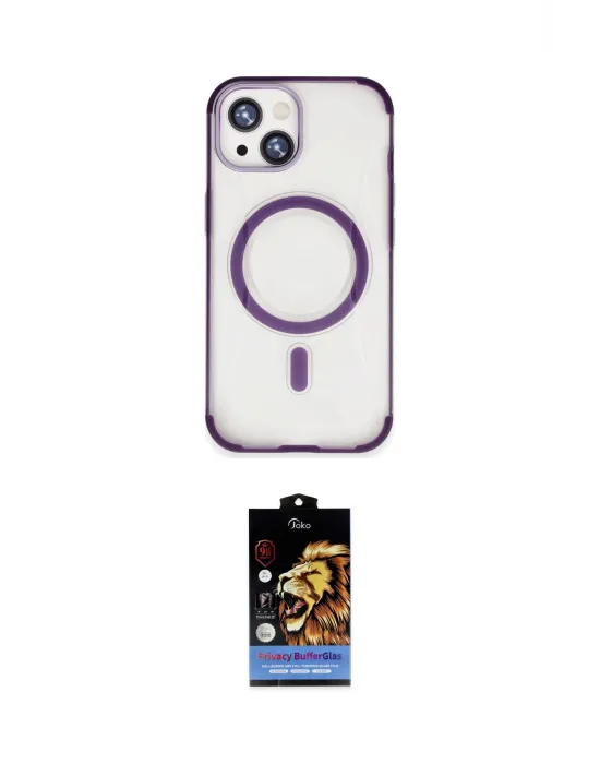 ieg™ iPhone 15 Kılıf Eksen Klasik Koleksiyonu - Siyah Buffer Hayalet Cam Ekran Koruyucu