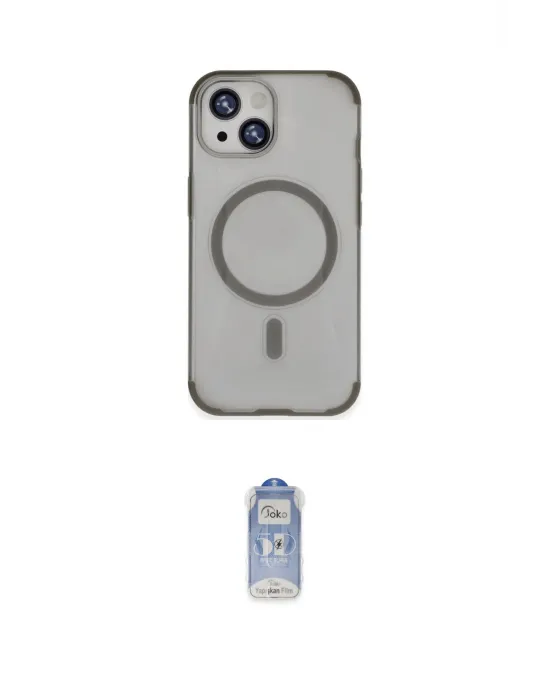 ieg™ iPhone 15 Kılıf Eksen Klasik Koleksiyonu - Siyah Joko Magic 5D Cam