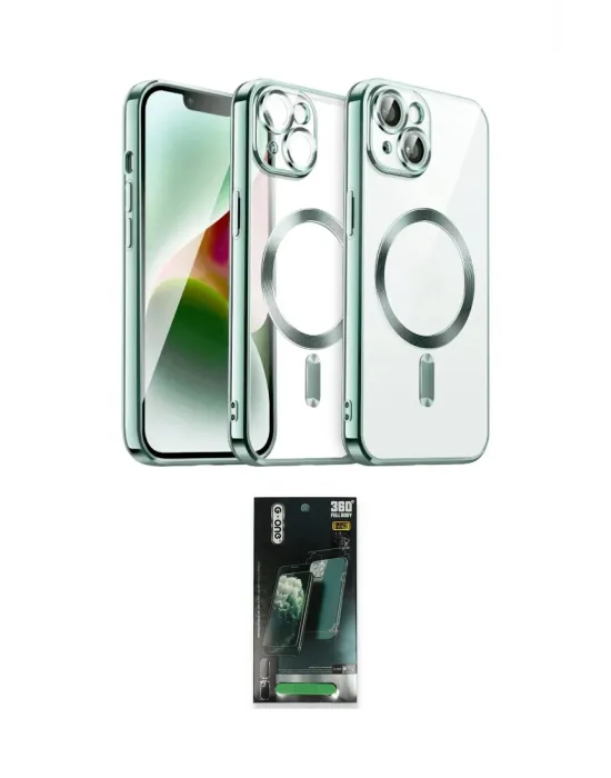 ieg™ iPhone 15 Kılıf Nova Işık Özel Seri - Şeffaf 360 Full Body Arka Koruyucu