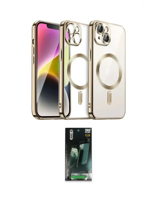 ieg™ iPhone 15 Kılıf Nova Işık Özel Seri - Şeffaf 360 Full Body Arka Koruyucu
