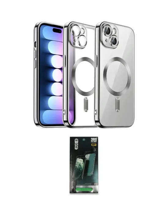 ieg™ iPhone 15 Kılıf Nova Işık Özel Seri - Şeffaf 360 Full Body Arka Koruyucu