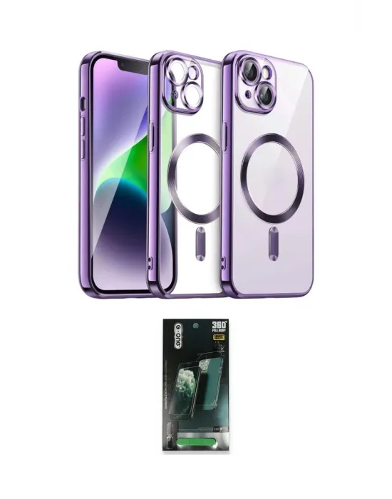 ieg™ iPhone 15 Kılıf Nova Işık Özel Seri - Şeffaf 360 Full Body Arka Koruyucu