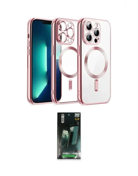 ieg™ iPhone 15 Kılıf Nova Işık Özel Seri - Şeffaf 360 Full Body Arka Koruyucu