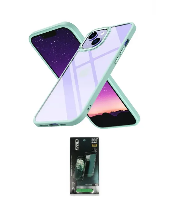 ieg™ iPhone 15 Kılıf Nova Işık Serisi - Siyah 360 Mat Full Body Arka Koruyucu