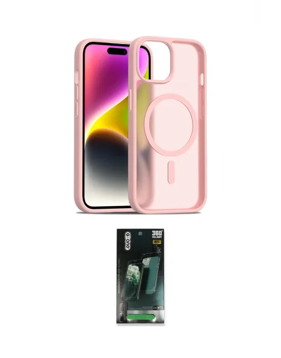 ieg™ iPhone 15 Kılıf Siluet Minimal Prime - Siyah 360 Mat Full Body Arka Koruyucu