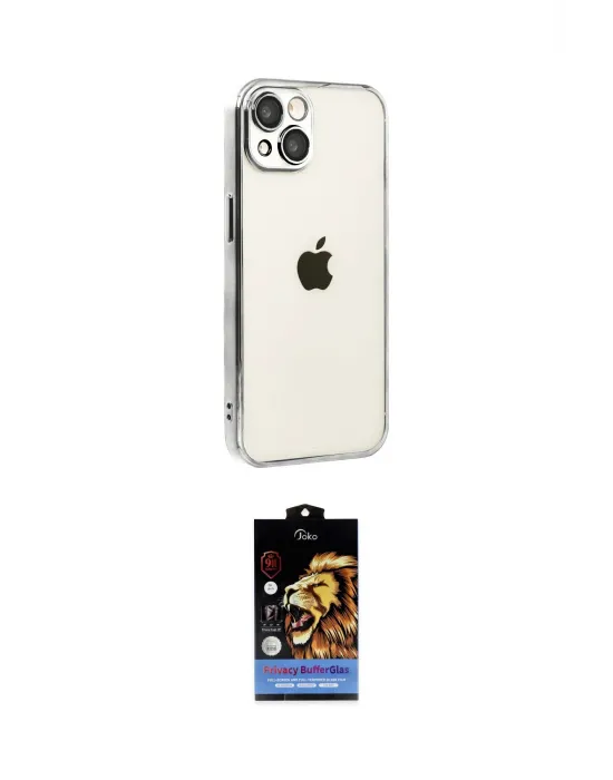 ieg™ iPhone 15 Kılıf Vadi Minimal - Siyah Buffer Hayalet Cam Ekran Koruyucu