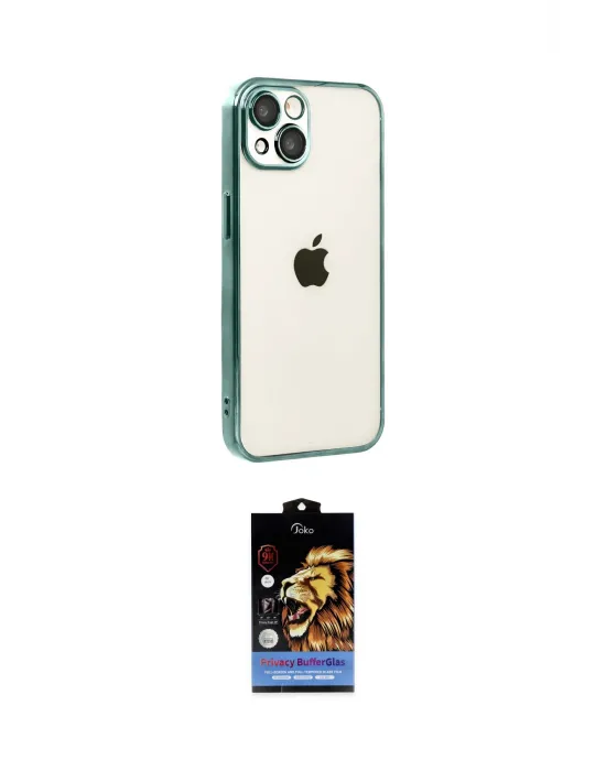 ieg™ iPhone 15 Kılıf Vadi Minimal - Siyah Buffer Hayalet Cam Ekran Koruyucu