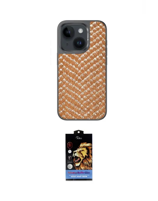 ieg™ iPhone 15 Kılıf Vadi Özel Seri - Siyah Buffer Hayalet Cam Ekran Koruyucu