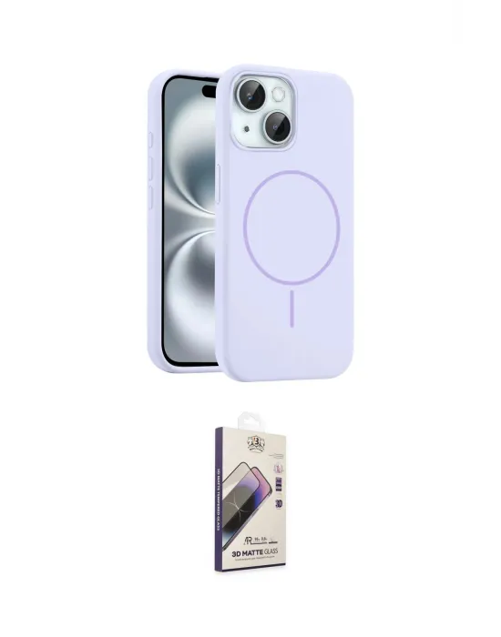 ieg™ iPhone 15 Kılıf Yankı Form Serisi - Siyah Bilvis 3D Mat Cam Ekran Koruyucu