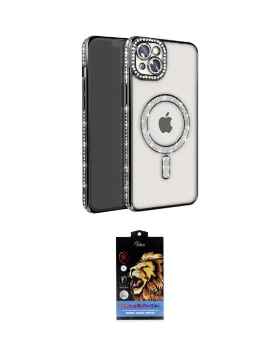 ieg™ iPhone 15 Kılıf Zirve Doku Prime - Siyah Buffer Hayalet Cam Ekran Koruyucu