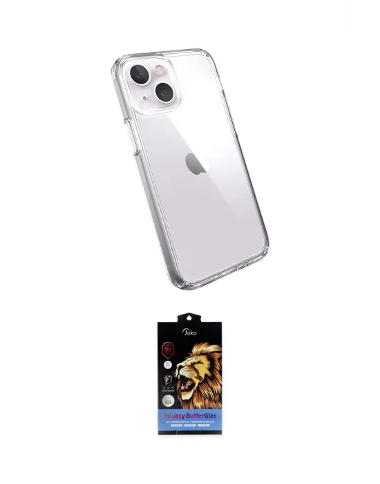 ieg™ iPhone 15 Kılıf Zirve Doku - Siyah Buffer Hayalet Cam Ekran Koruyucu