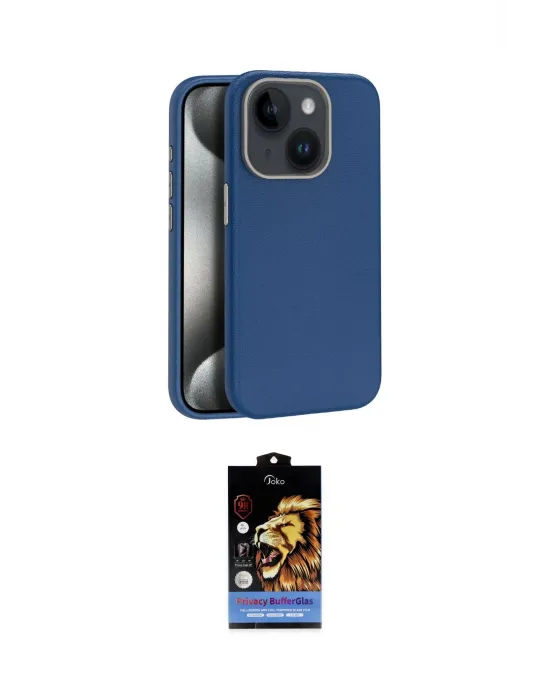 ieg™ iPhone 15 Kılıf Zirve Modern Prime - Siyah Buffer Hayalet Cam Ekran Koruyucu