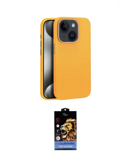 ieg™ iPhone 15 Kılıf Zirve Modern Prime - Siyah Buffer Hayalet Cam Ekran Koruyucu