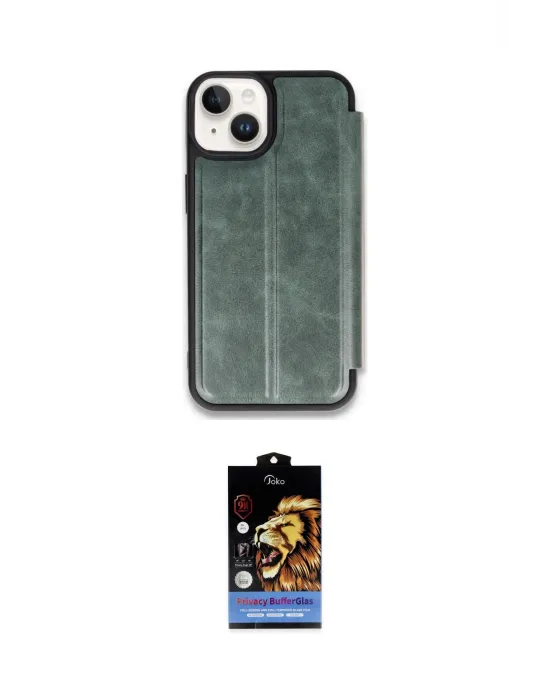 ieg™ iPhone 15 Kılıf Zirve Yansıma Serisi - Siyah Buffer Hayalet Cam Ekran Koruyucu