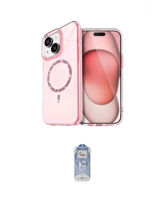 ieg™ iPhone 15 Plus Kılıf Kıvılcım Form Prime - Siyah Joko Magic 5D Cam