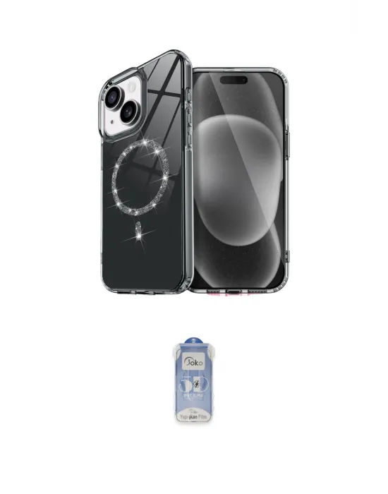 ieg™ iPhone 15 Plus Kılıf Kıvılcım Form Prime - Siyah Joko Magic 5D Cam
