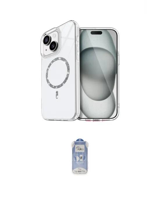 ieg™ iPhone 15 Plus Kılıf Kıvılcım Form Prime - Siyah Joko Magic 5D Cam