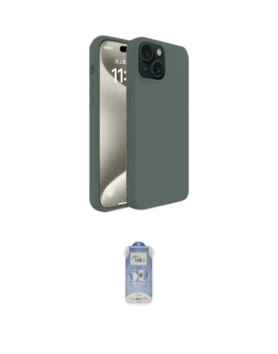 ieg™ iPhone 15 Plus Kılıf Kozmos Yansıma Özel Seri - Siyah Joko Magic 5D Cam