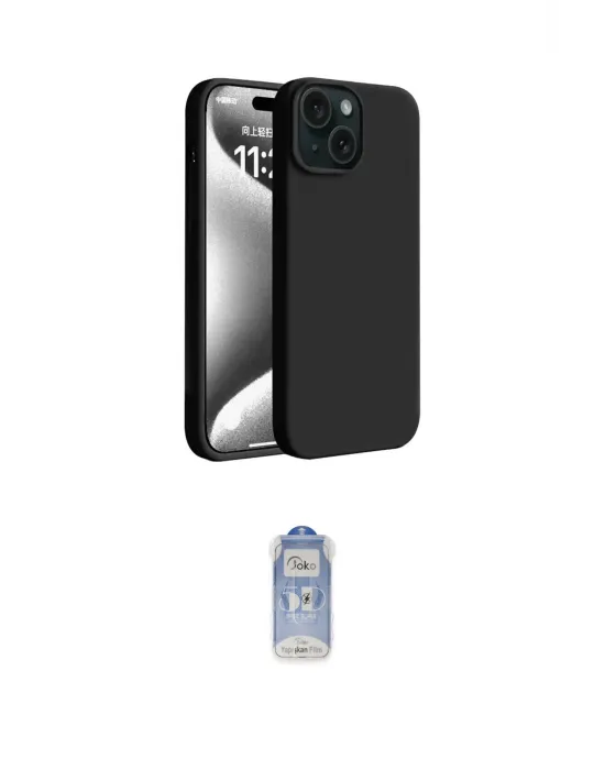 ieg™ iPhone 15 Plus Kılıf Kozmos Yansıma Özel Seri - Siyah Joko Magic 5D Cam