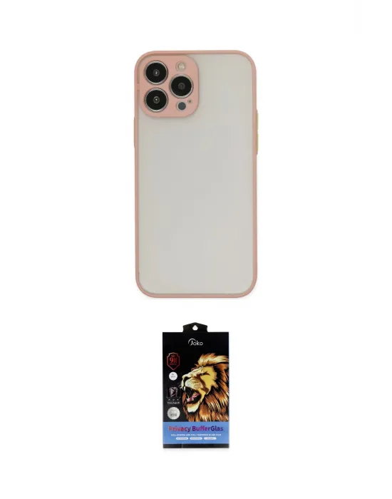 ieg™ iPhone 15 Pro Kılıf Ahenk Çizgi Serisi - Siyah Buffer Hayalet Cam Ekran Koruyucu