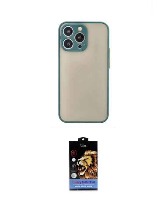 ieg™ iPhone 15 Pro Kılıf Ahenk Çizgi Serisi - Siyah Buffer Hayalet Cam Ekran Koruyucu