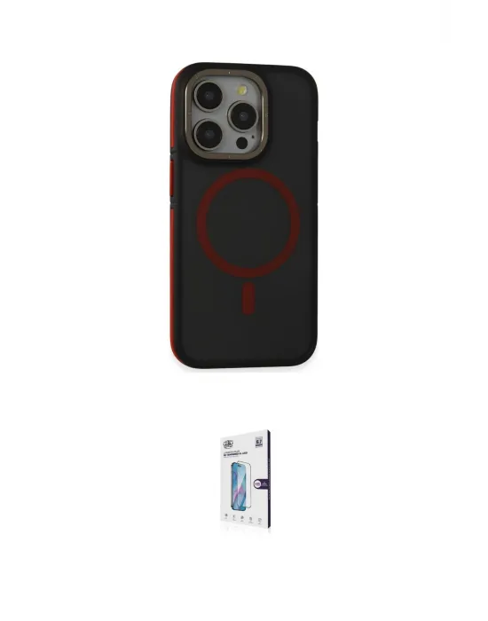 ieg™ iPhone 15 Pro Kılıf Ahenk Form Serisi - Siyah Bilvis 0.18mm Plus Cam Ekran Koruyucu